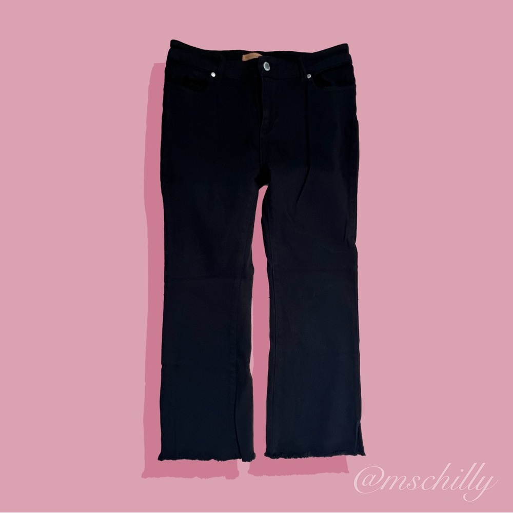 Rebecca Minkoff Black Denim Jeans Boulevard Cropped Flare Sz 26